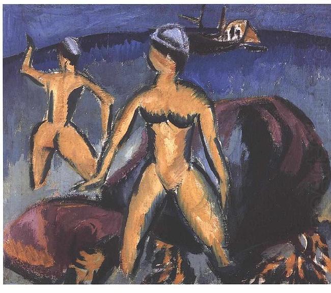 Ernst Ludwig Kirchner Two women at the sea oil painting picture
